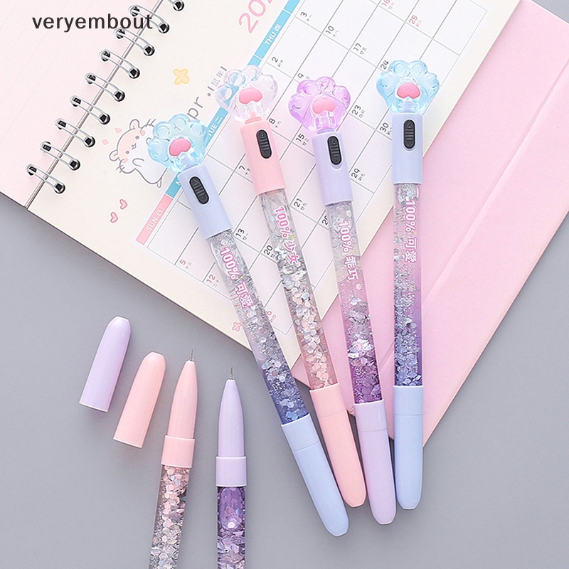 Bút Mực Gel Hình Chân Mèo Có Đèn Led Dễ Thương