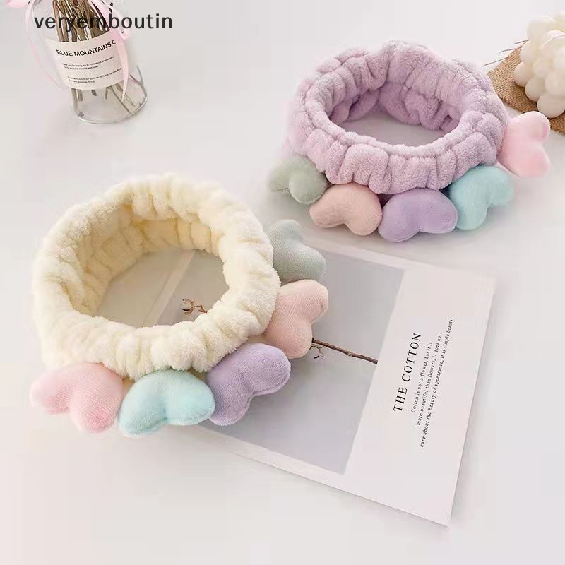 Băng Đô Cài Tóc Hình Trái Tim Nhiều Màu Sắc Đơn Giản Dễ Phối Đồ Rửa Mặt Cho Nữ