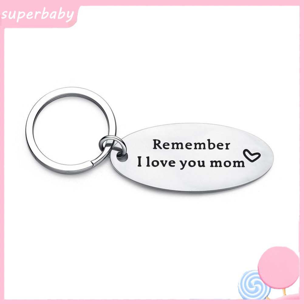 Móc Khóa Inox Mạ Bạc Khắc Chữ Remember I Love You Mom