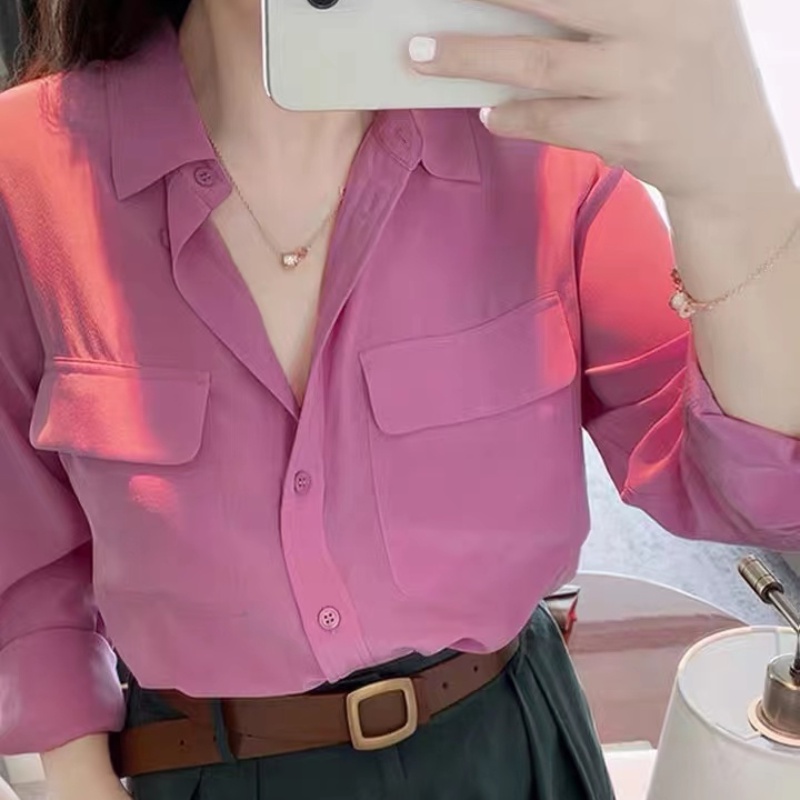 Áo Sơ Mi Cao Cấp Dáng Rộng Cổ Polo Thời Trang Sớm Xuân 2023 Phong Cách Mới Cho Nữ