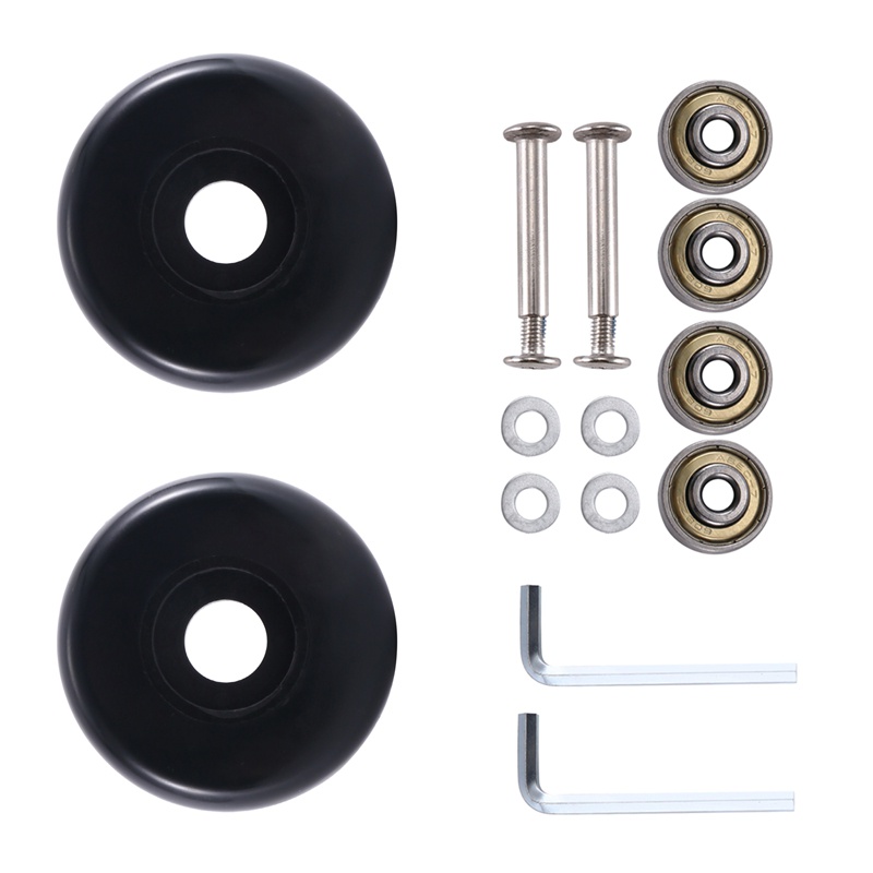 Bánh xe thay thế vali hành lý 55Mm X 18Mm ; Bánh xe đẩy xoay PU Bộ dụng cụ sửa chữa vòng bi thép Carbon Màu đen