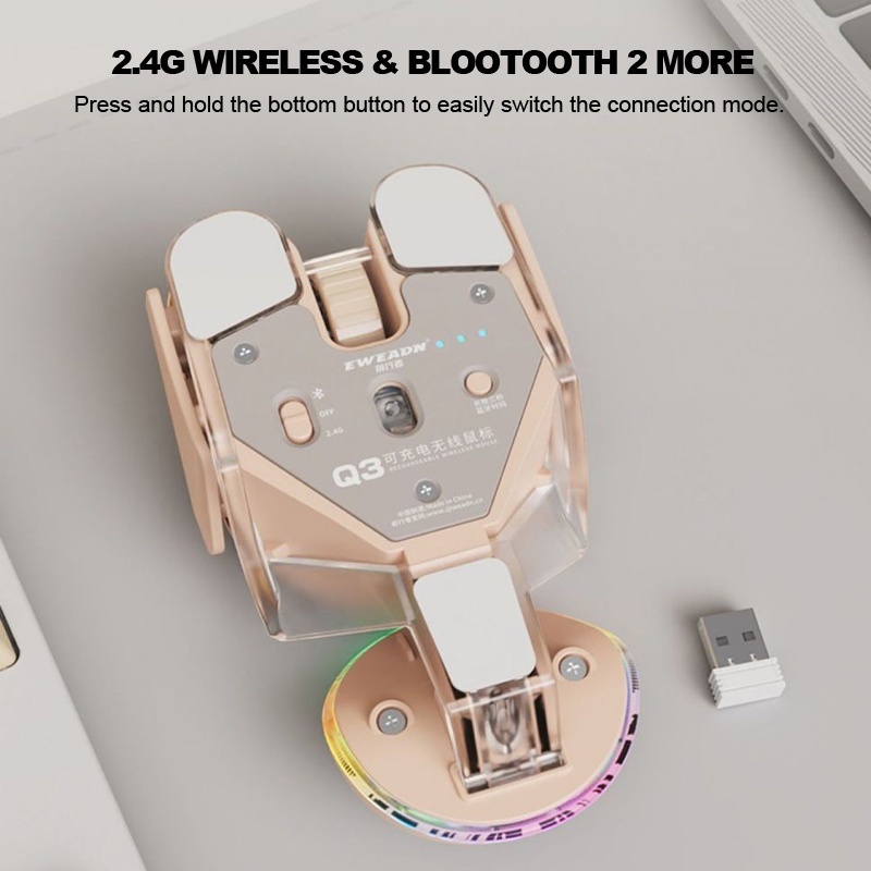 Chuột Quang Không Dây 2.4G Kết Nối Bluetooth 3600 DPI 6 Nút Bấm Dùng Để Chơi Game