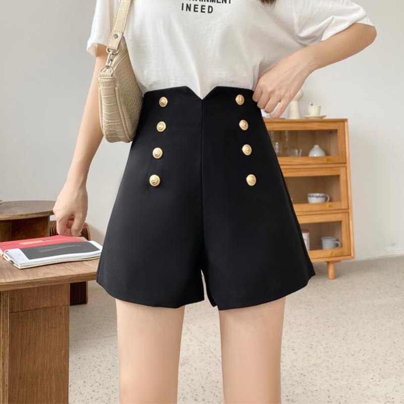 Quần Short Chữ A Lưng Cao Dáng Ôm Phong Cách Hàn Quốc Thời Trang Xuân Thu Cho Nữ