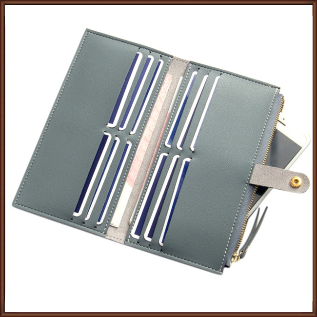 Jaz Ví Dài Ba Ngăn Đựng Thẻ Bằng Da PU Màu Trơn Cho Nữ