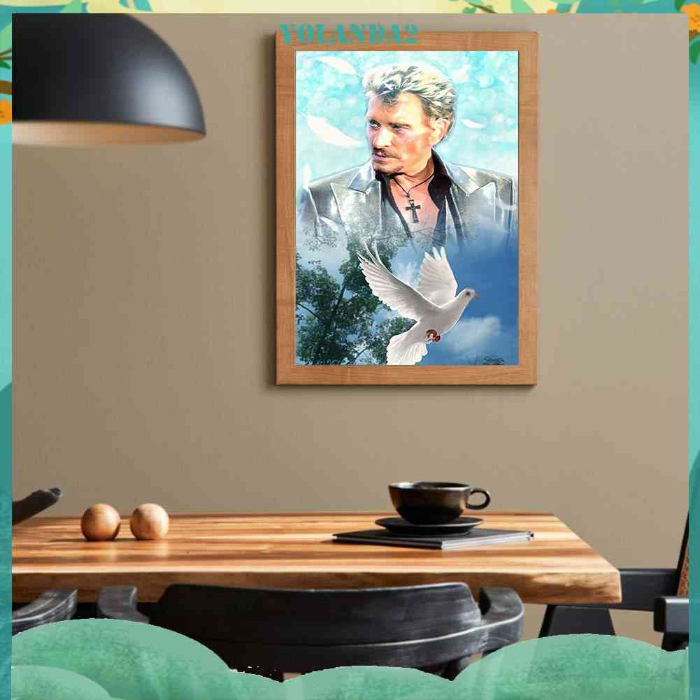 Tranh Đính Đá Kim Cương Toàn Bộ 5D DIY Hình Johnny Halliday