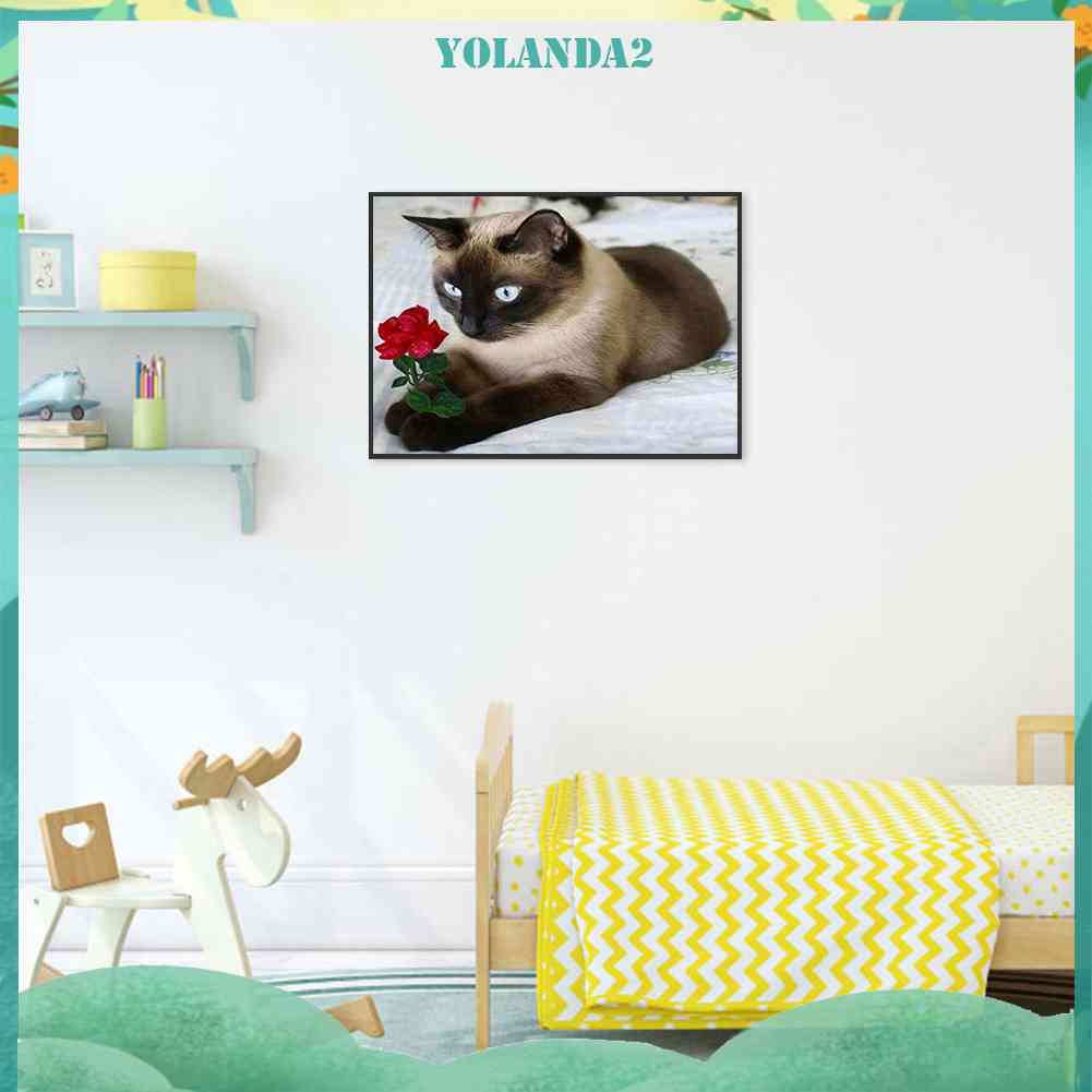 Bộ Tranh Đính Đá 5D Toàn Diện Họa Tiết Chú Mèo Dễ Thương Độc Đáo DIY Dùng Trang Trí