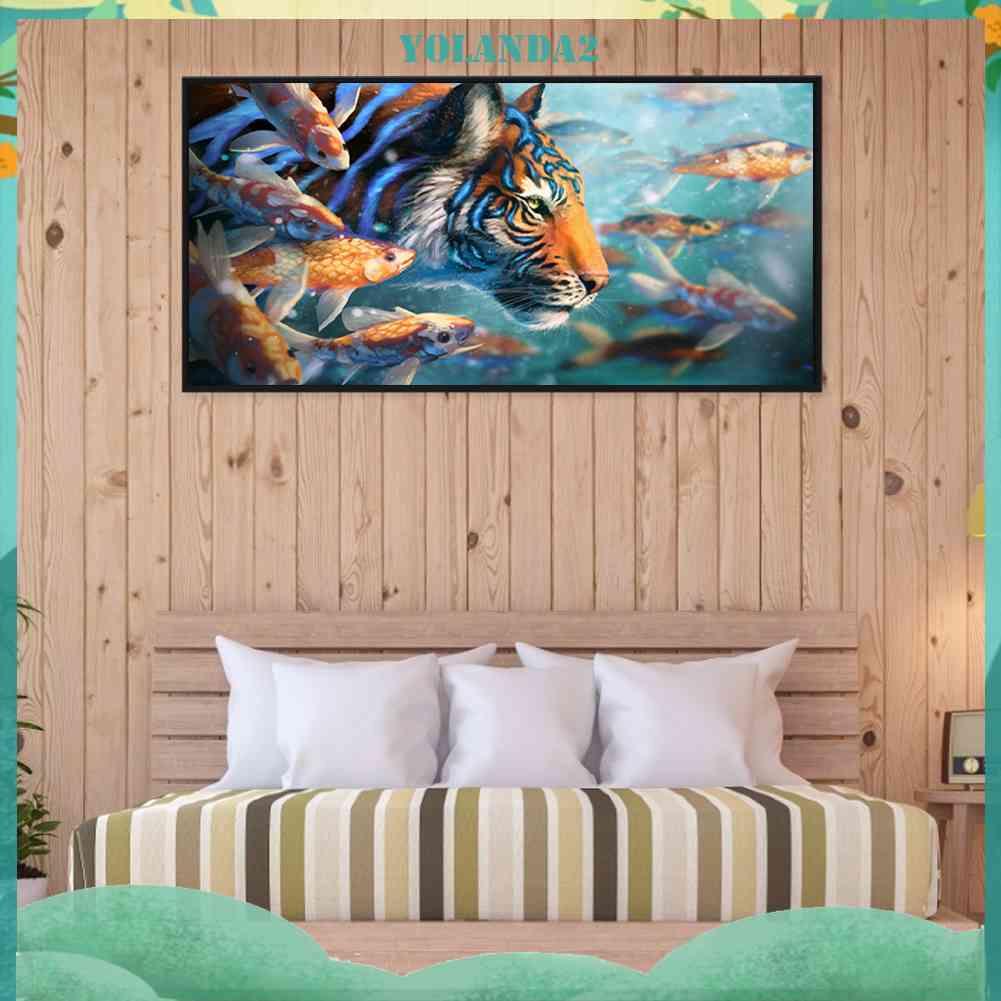 Bộ Tranh Đính Đá 5D Họa Tiết Hổ / Cá Vàng Độc Đáo DIY Dùng Trang Trí Nhà Cửa