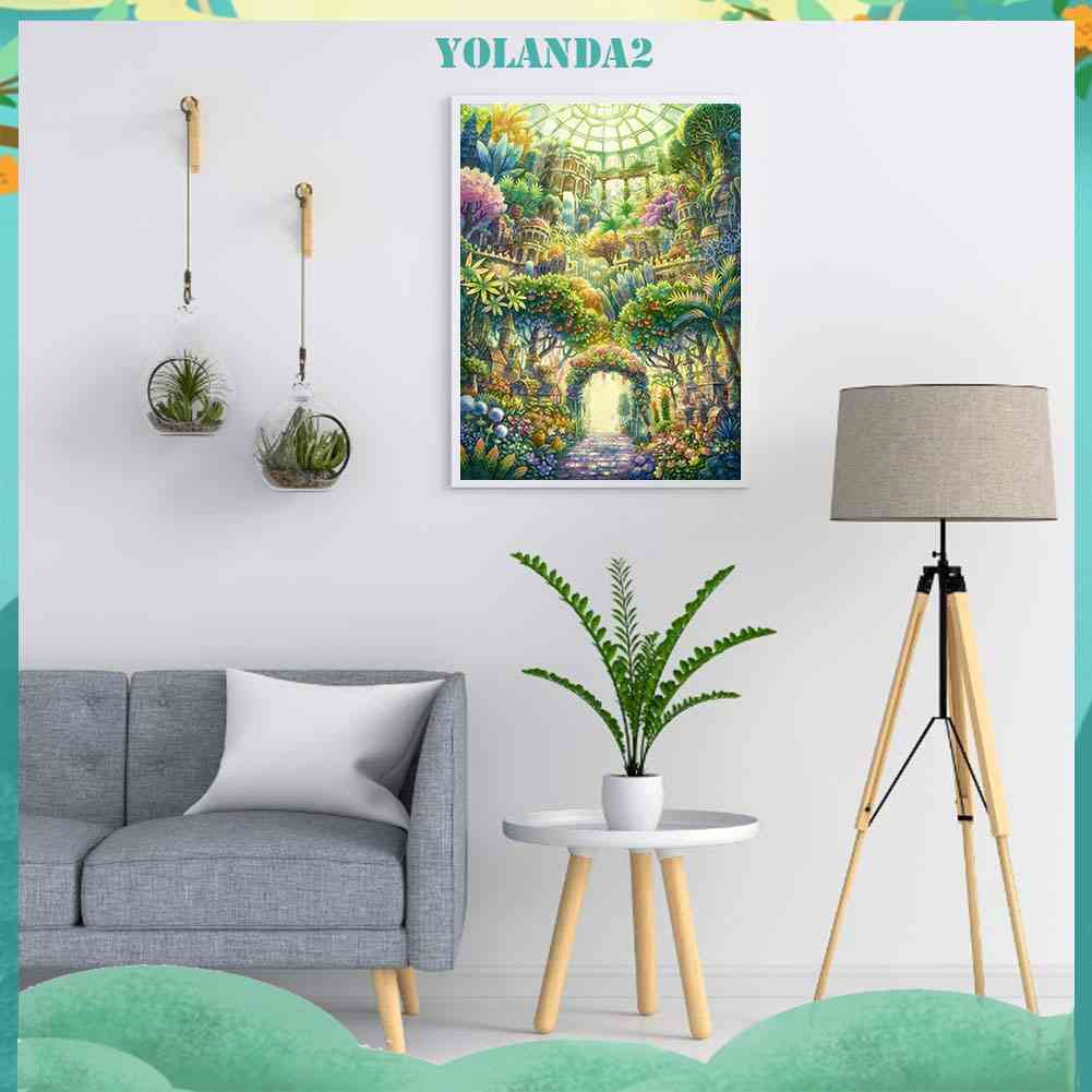 Tranh Đính Đá Kim Cương Toàn Bộ 5D DIY Hình Lâu Đài Khu Vườn