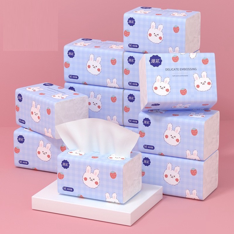 (Giá Sỉ) 1 Gói Giấy Ăn Thỏ Vỏ Xanh 4 Lớp(176 Tờ)