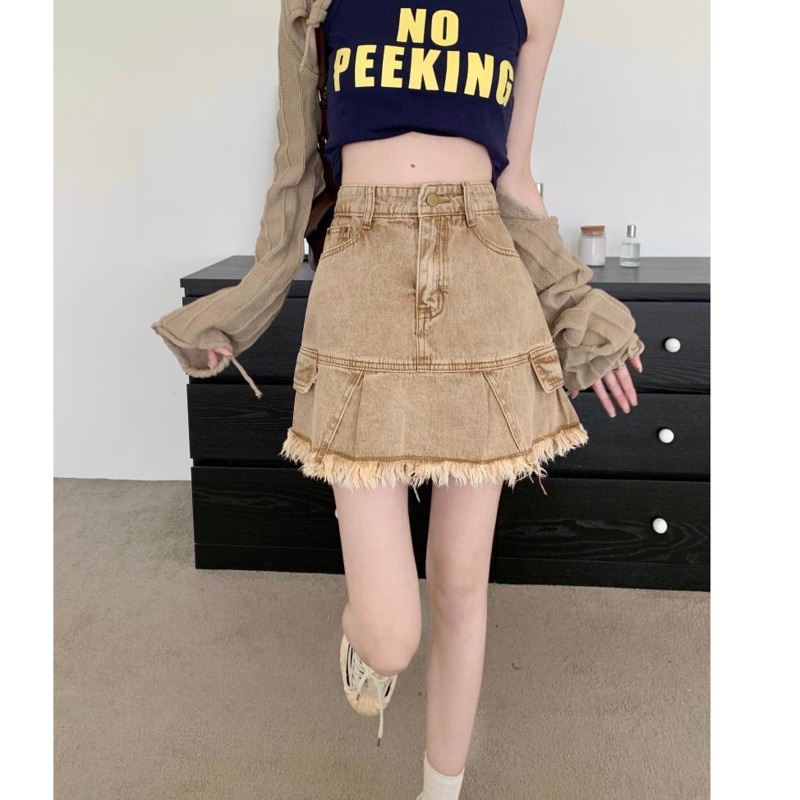 Quần Yếm Denim Xếp Ly Phong Cách Hàn Quốc Cho Nữ