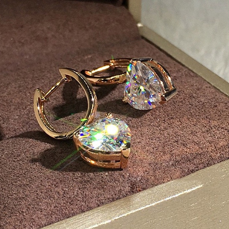 Bông Tai Hình Trái Tim Đính Đá Zircon Sang Trọng Cho Nữ