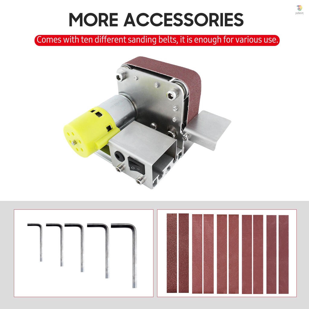 Máy Mài Đánh Bóng Mini Geevorks 7 Tốc Độ Với 10 Dây Đai Bằng Acrylic Kim Loại / Gỗ / Kim Loại