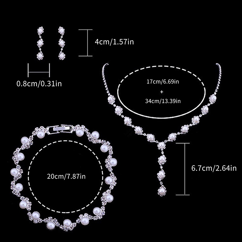 Bộ Trang Sức Đính Ngọc Trai Nhân Tạo Thanh Lịch Dành Cho Nữ