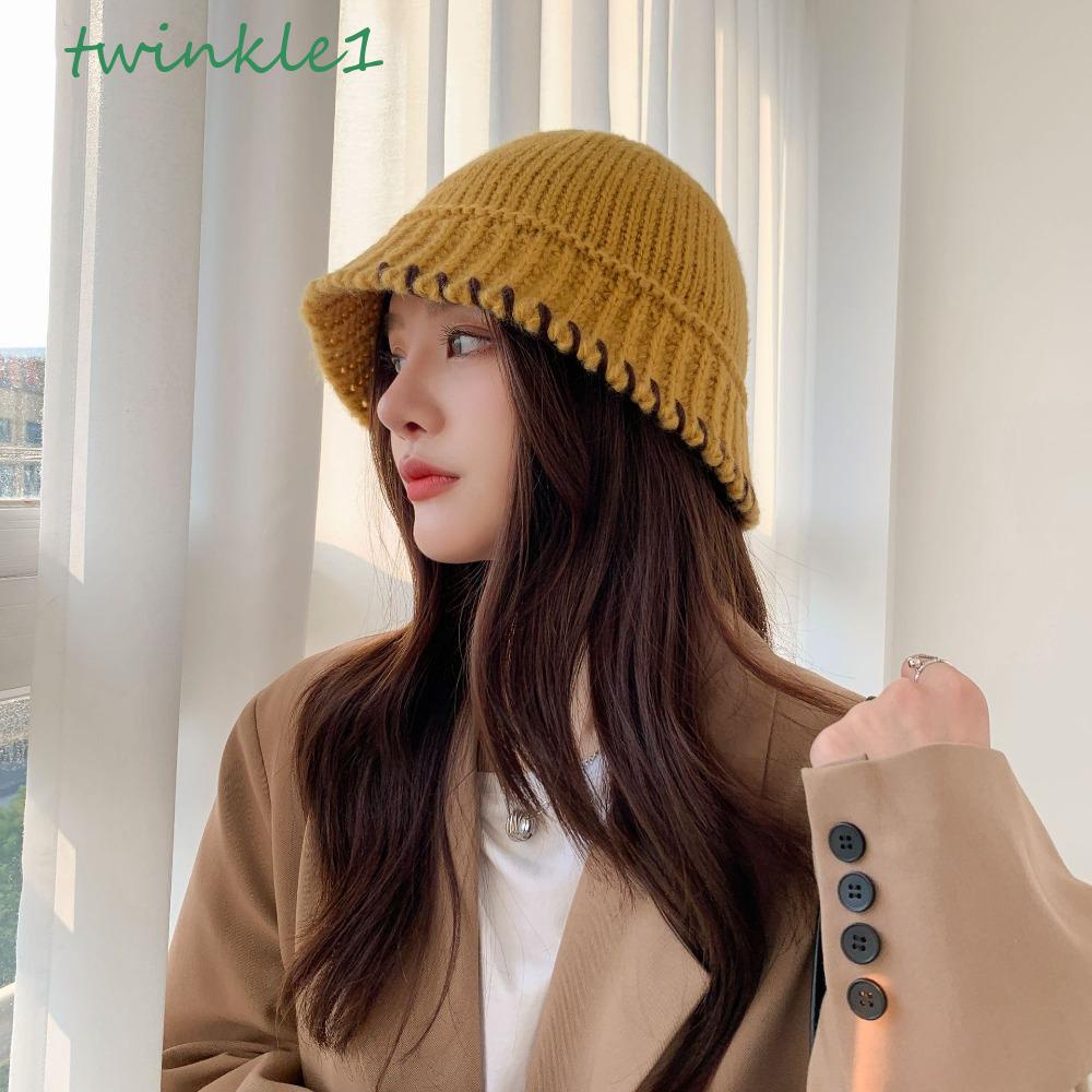 Mũ Len Dệt Kim Dày Dặn Phối Màu Tương Phản Thời Trang Mùa Đông Cho Nam Và Nữ