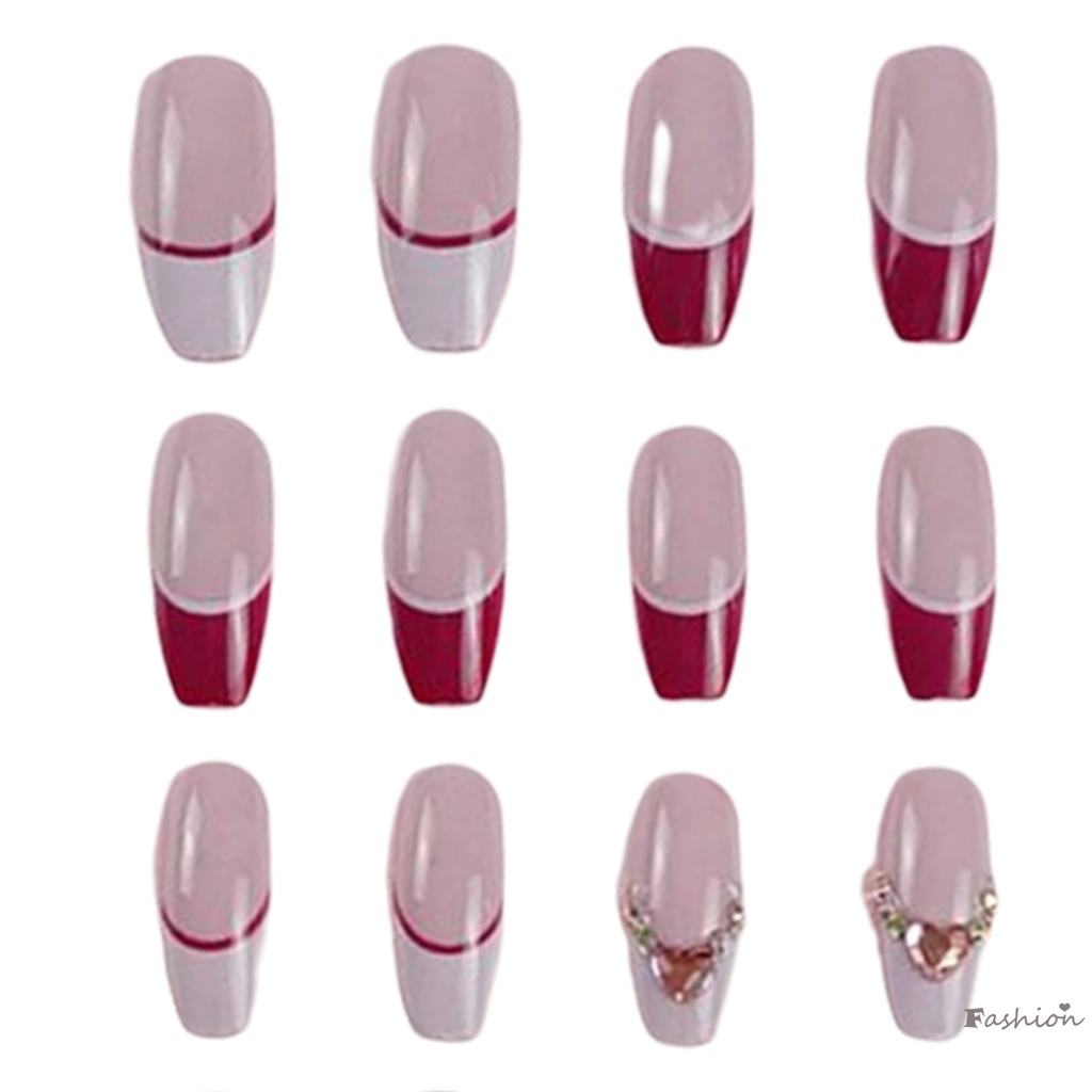 Móng Tay Giả Màu Hồng Đính Đá Lâu Trôi Chống Thấm Nước