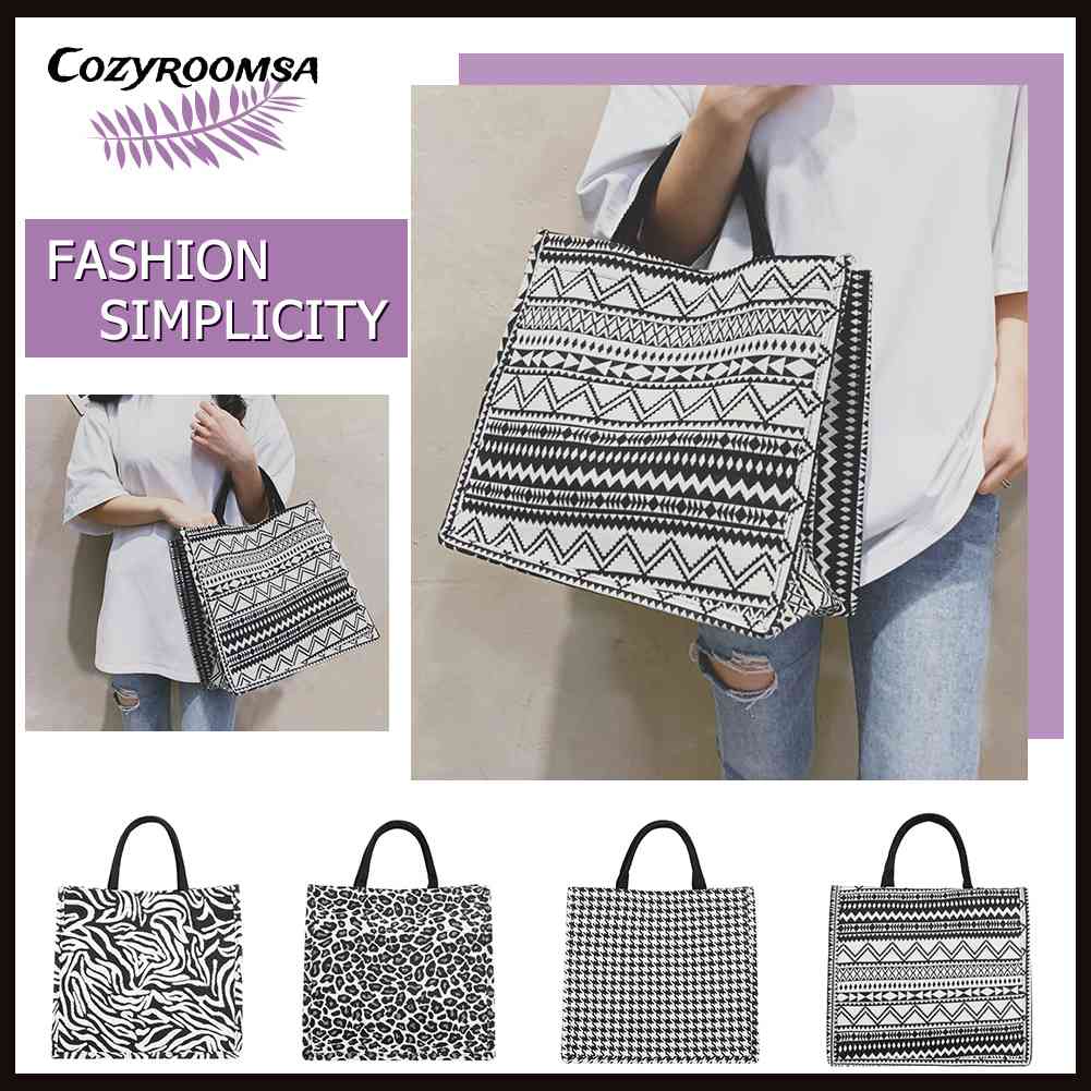 Túi vải Cỡ Lớn In Họa Tiết Phong Cách Retro Cho Nữ