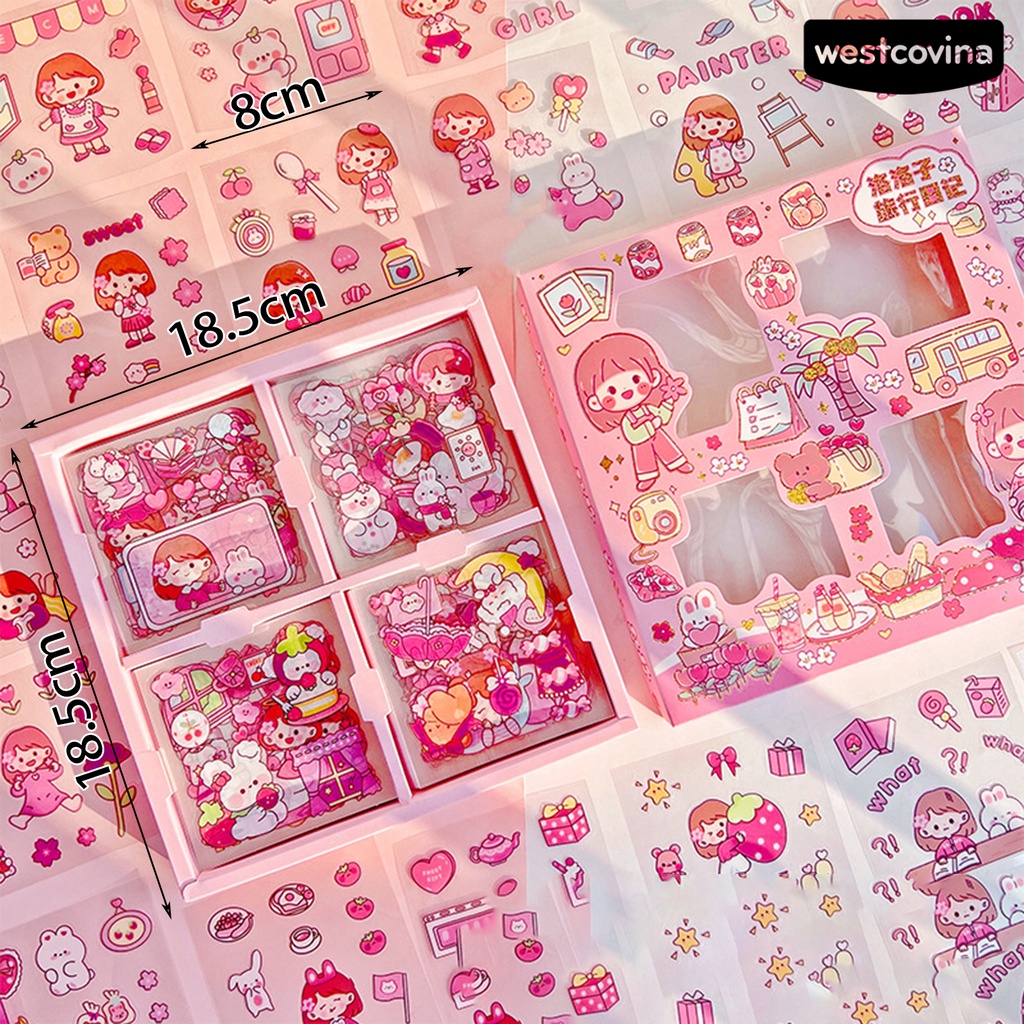 [COD]♪Hộp 100 Miếng Dán Trang Trí Sổ Tay Bằng PVC Chống Thấm Nước Có Thể Tháo Rời