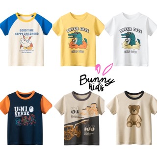 Áo thun bé trai Bunnykids áo cộc tay cho bé hoạ tiết ngộ nghĩnh chất cotton