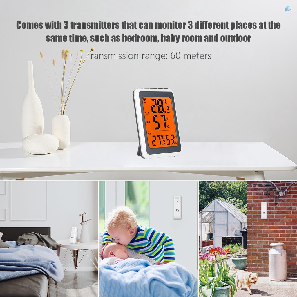 Đồng Hồ Đo Nhiệt Độ Và Độ Ẩm Kỹ Thuật Số Kèm 3 Bộ Phát