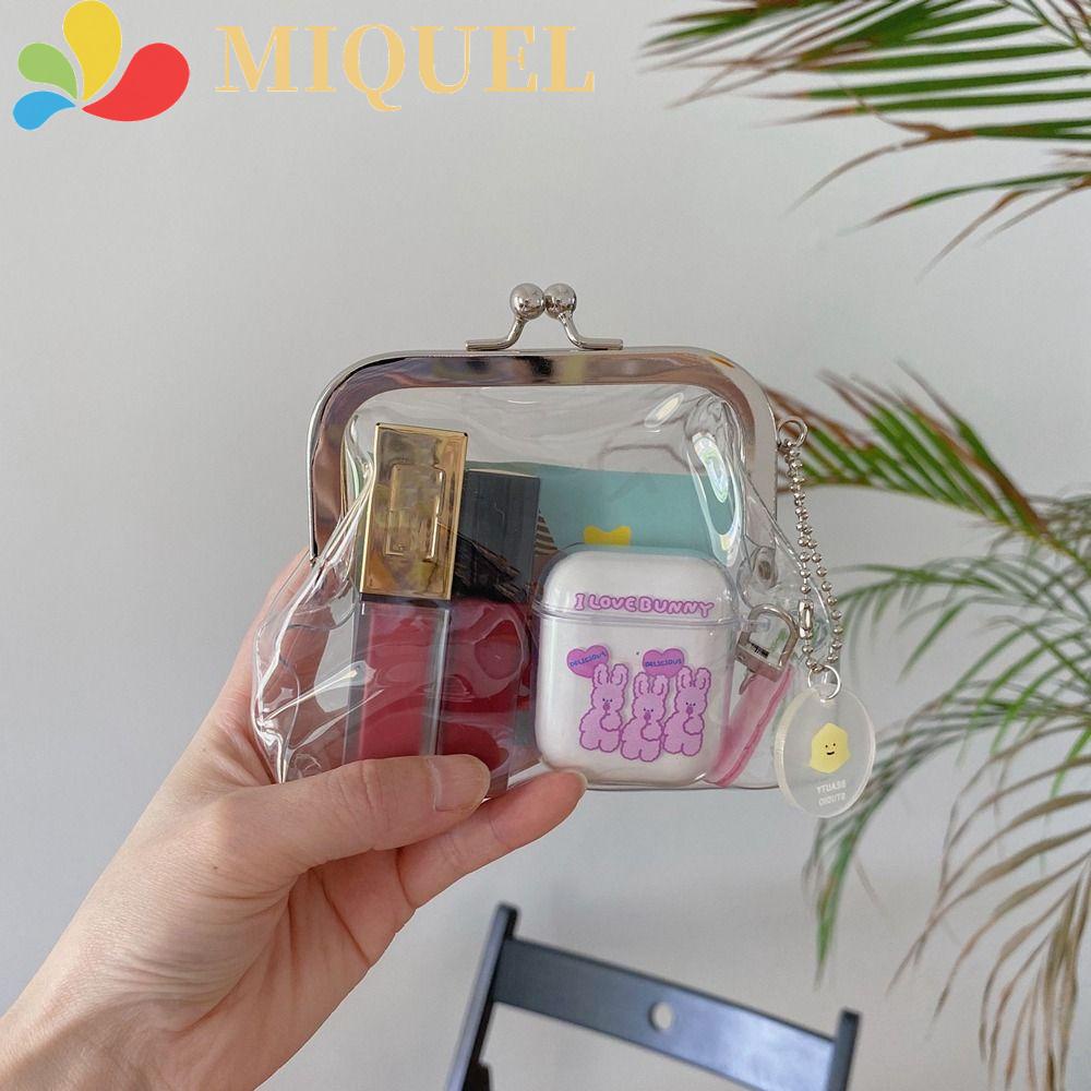 Ví Đựng Thẻ ID / Tiền Xu Mini Trong Suốt Có Kẹp Sắt Kiểu Vintage Sáng Tạo