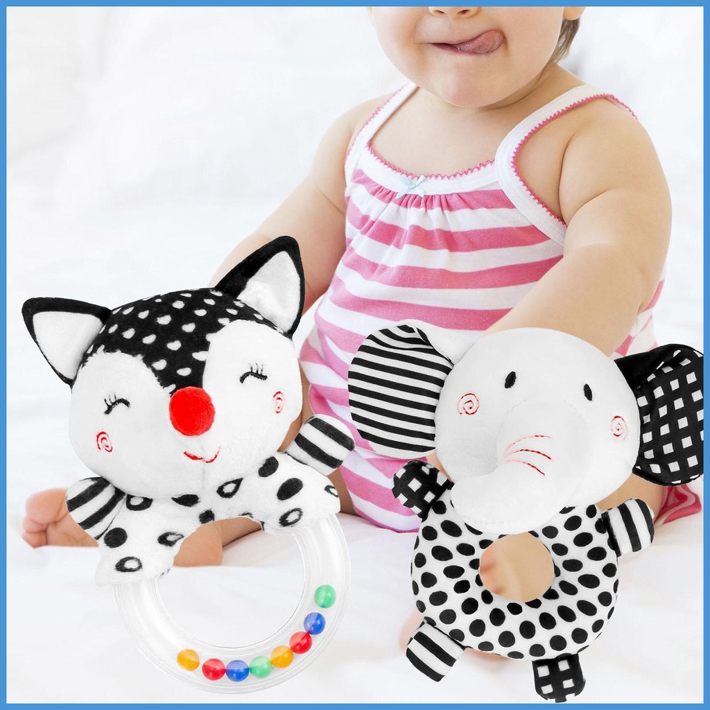 Set 2 Lục Lạc Đồ Chơi Mềm Mại Có Vòng Nhẫn Có Thể Giặt Sạch Dành Cho Trẻ Em