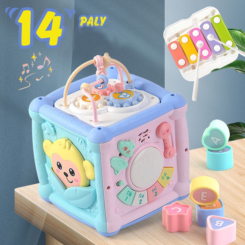 Trống Đồ Chơi Hình Lục Giác Đa Năng Giáo Dục Sớm Cho Bé Từ 0-24 Tháng Tuổi