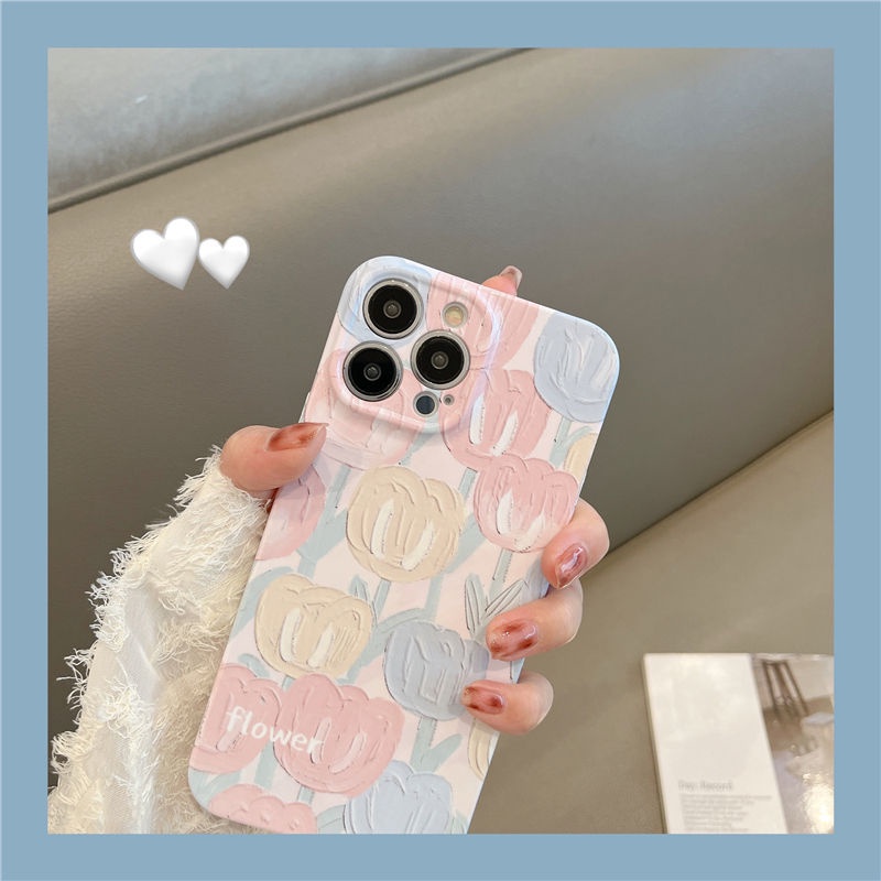 Ốp Điện Thoại Cứng Họa Tiết Hoa Tulip Sơn Dầu Cho Iphone Promax 14 11 138P7 12 AX1Y