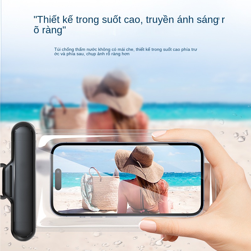 Túi Đựng Điện Thoại Trong Suốt Hai Lớp Chống Thấm Nước Có Thể Chạm Màn Hình Cảm Ứng