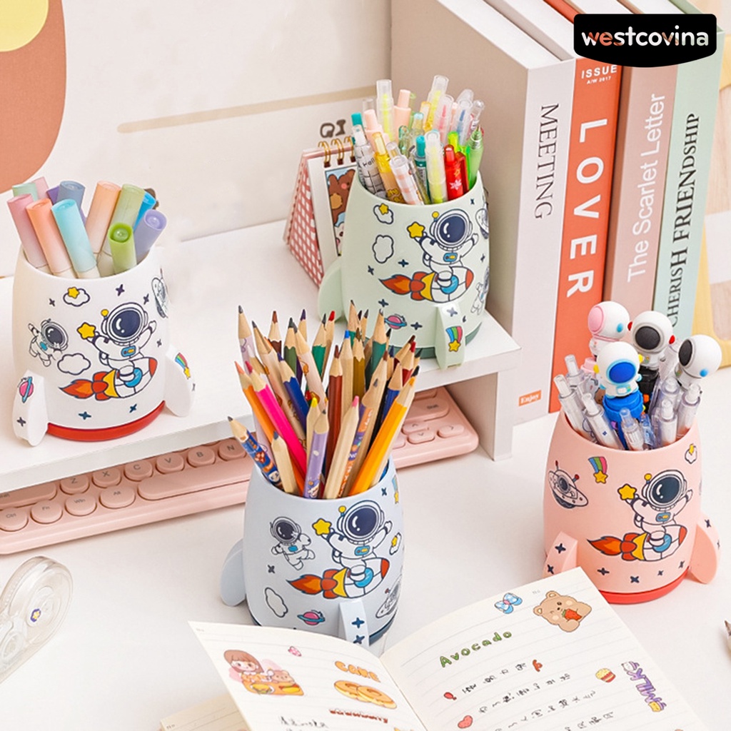 [COD]♪Hộp Đựng Bút Bằng PP Họa Tiết Hoạt Hình Tên Lửa Đa Năng Tiện Dụng