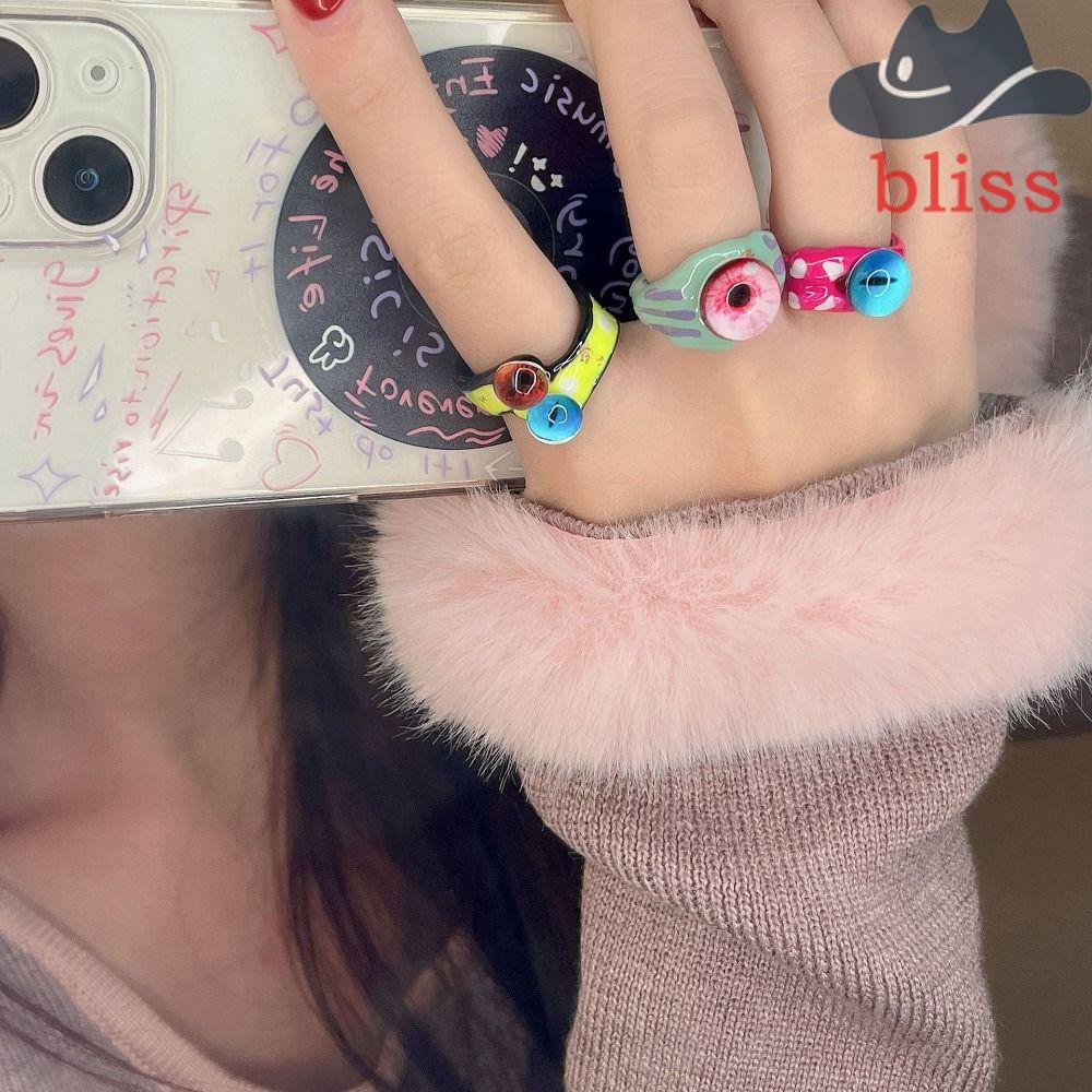 Nhẫn Hở Y2K Đính Mắt Phong Cách Gothic Dễ Thương Sáng Tạo