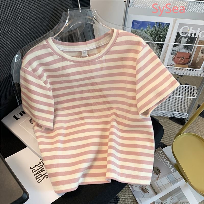 Áo Dệt Kim Kẻ Sọc Dáng Rộng Thời Trang Mùa Hè Hàn Quốc Cho Nữ