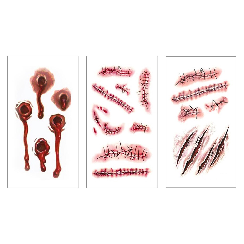 Hình Xăm Dán Tạm Thời Họa Tiết Vết Sẹo Thoáng Khí Lâu Trôi Trang Trí Tiệc Halloween