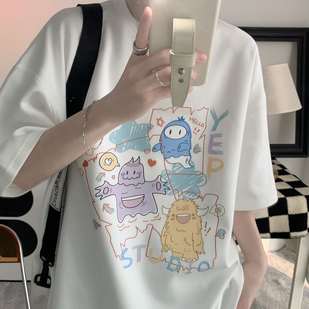 Áo Thun Tay Ngắn Dáng Rộng In Họa Tiết Graffiti Thời Trang Mùa Hè Cho Nam