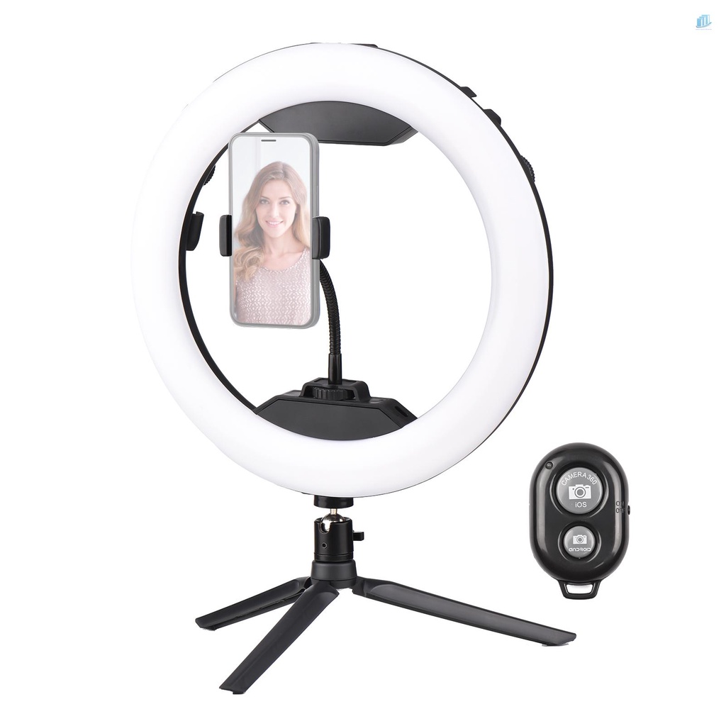 Vòng Đèn LED Video Cầm Tay 12 Inch 3200K-5500K Có Thể Điều Chỉnh Độ Sáng Tích Hợp Pin Hai Mặt Để Bàn + Bộ Chuyển Đổi Đầu Bi + Giá Đỡ Điện Thoại Linh Hoạt