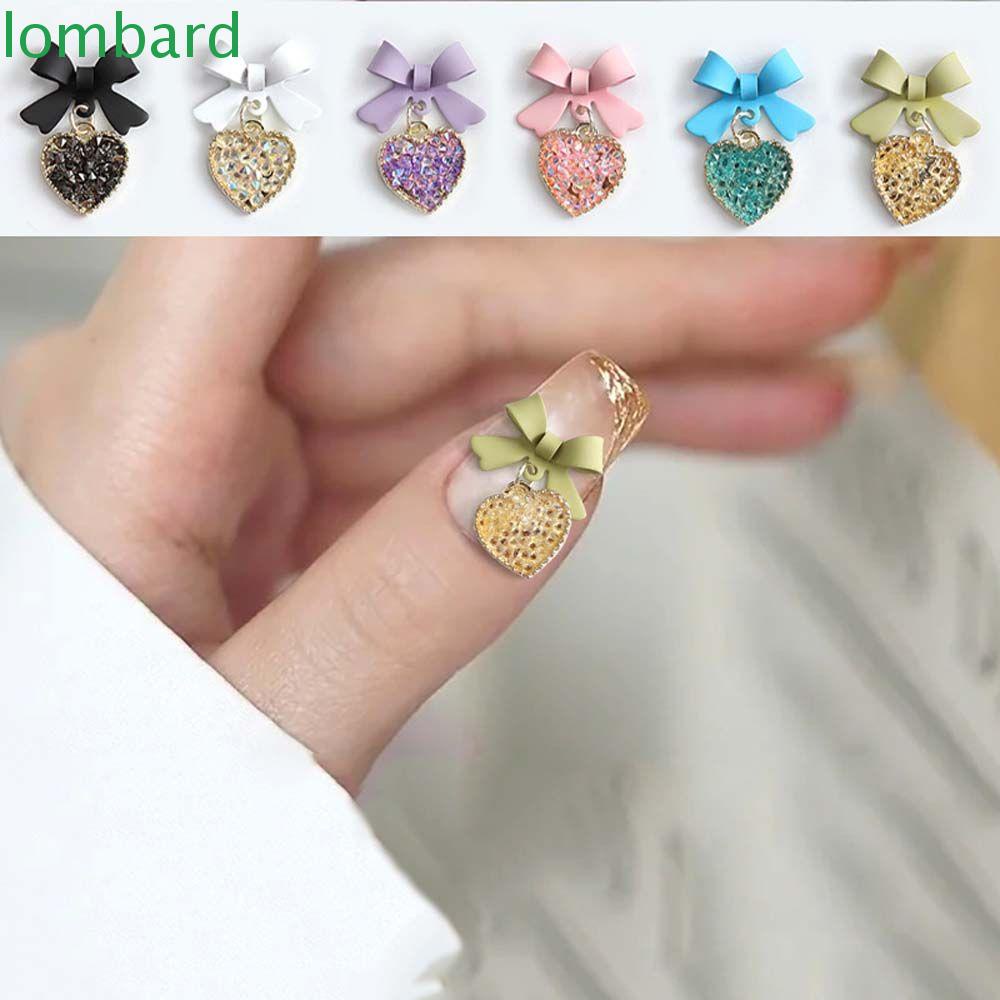 Set 5 Phụ Kiện Trang Trí Móng Tay 3D Charms|Trái Tim Lấp Lánh Xinh Xắn Dùng Trong Trang Trí