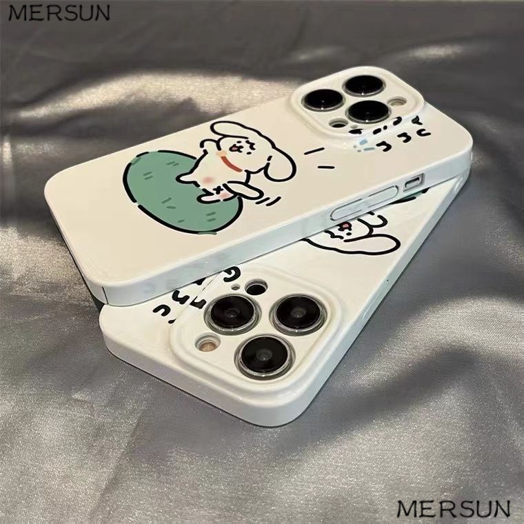 Phù Hợp Ốp Điện Thoại Cứng Họa Tiết Cún Cưng Màu Trắng Lấp Lánh Thời Trang Cho iPhone 14 12 13Promax