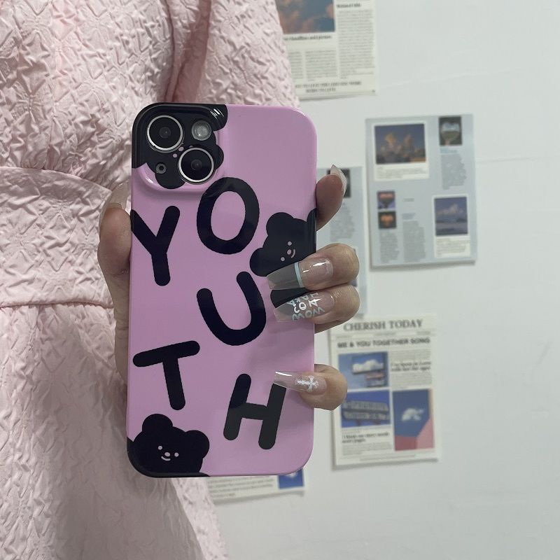 Ốp Điện Thoại Màu Hồng Họa Tiết Hoạt Hình Dễ Thương Cho Apple Promax1411ins 12 / Film 13 MC3E