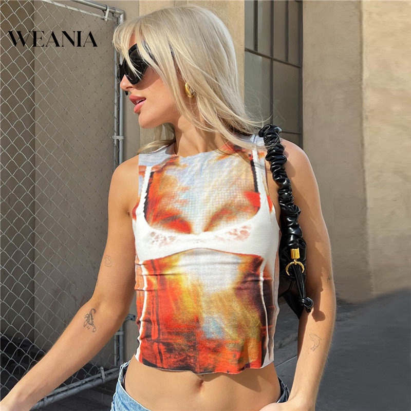 Áo Lưới Crop Top In Họa Tiết 3d Gợi Cảm Cho Bạn Gái