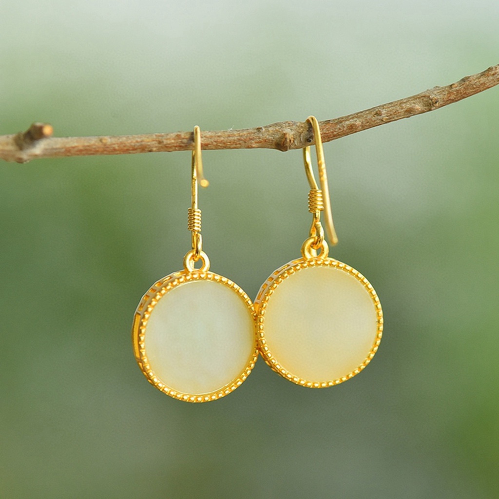 Bông Tai Dáng Dài Hình Tròn Bằng Tre Tự Nhiên Phong Cách Cổ Điển Thời Trang Cho Nữ