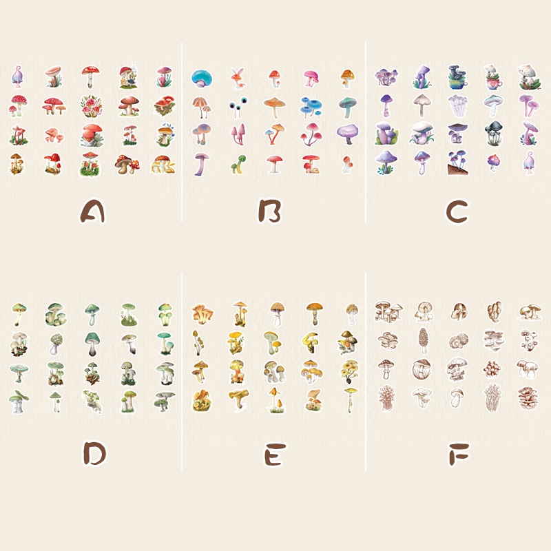 Bộ 40 Miếng Dán Trang Trí Sổ Tay Hình Nấm Dễ Thương