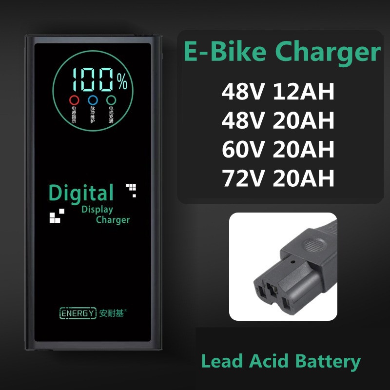 48v 12AH / 48V 20AH / 60V 20AH / 72V 20AH Sạc Axit Chì Màn Hình Hiển Thị Kỹ Thuật Số E Xe Đạp Ebike 