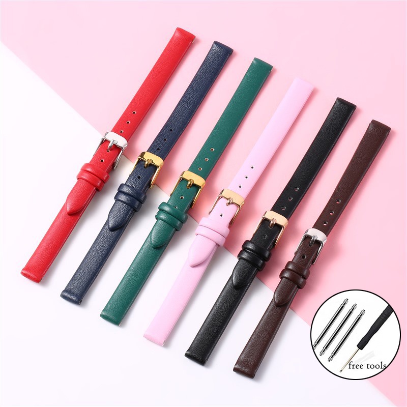 Dây Đeo Đồng Hồ Bằng Da Thật Mềm Siêu Mỏng 10mm 12mm 14mm 16mm 18mm 20mm 22mm 24mm