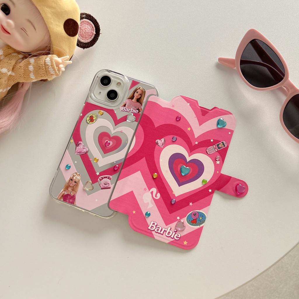Ốp Điện Thoại tpu Mềm Chống Sốc Tráng Gương Họa Tiết Barbie Cho iPhone 14 13 12 11 PRO MAX