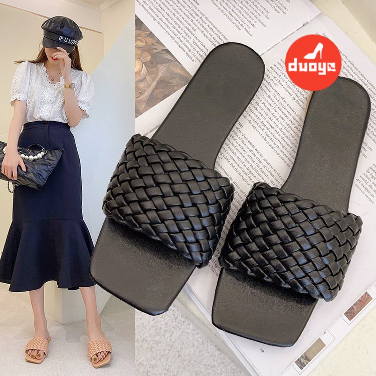 Duoya Dép Lê Đế Phẳng Chống Trượt Mũi Vuông Phong Cách Thần Tiên Đơn Giản Thời Trang Mùa Hè Dành Cho Bạn Nữ Mang Trong Nhà / Ngoài Trời Bán Chạy