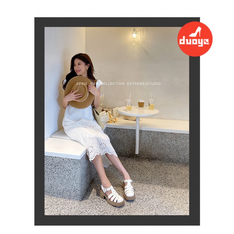 Duoya Tóc Thẳng ~ [Hàng Có Sẵn] Giày Sandal La Mã Đế Dày Bằng Da Mềm Mại Thời Trang Mùa Hè Cho Nữ Miễn Phí Vận Chuyển