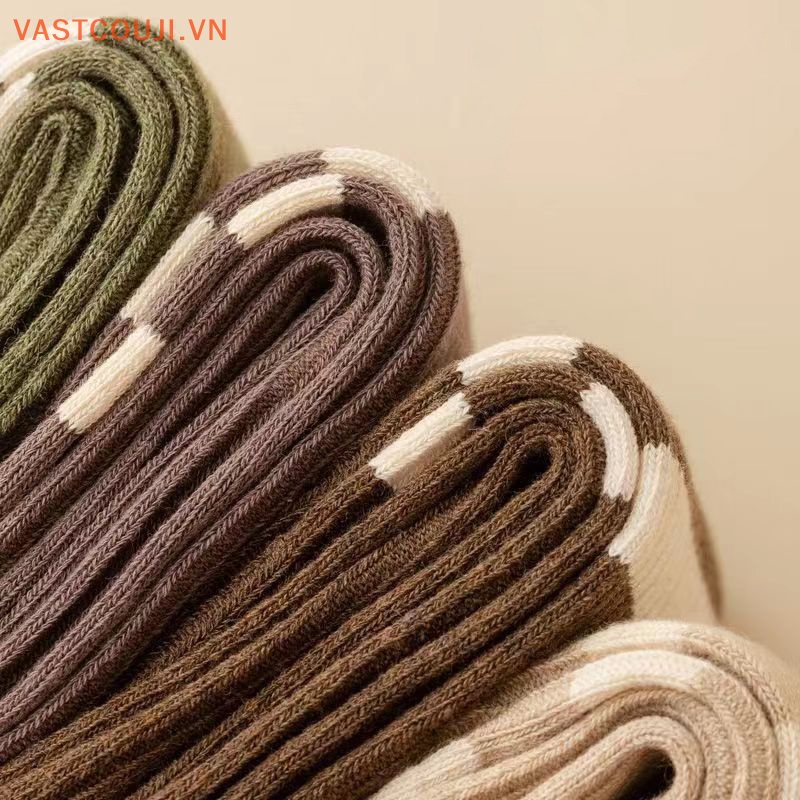 1 Đôi Vớ Dài Trung Bình Thoải Mái Thoáng Khí Họa Tiết Kẻ Sọc Phong Cách Nhật Bản Cổ Điển