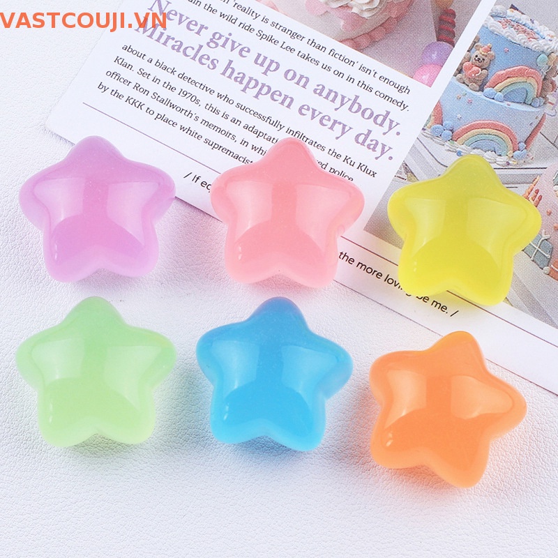 Bộ 5 Đồ trang trí VASTJI Mini Bằng Nhựa Resin Họa Tiết Ngôi Sao / Trái Tim Phát Quang Trang