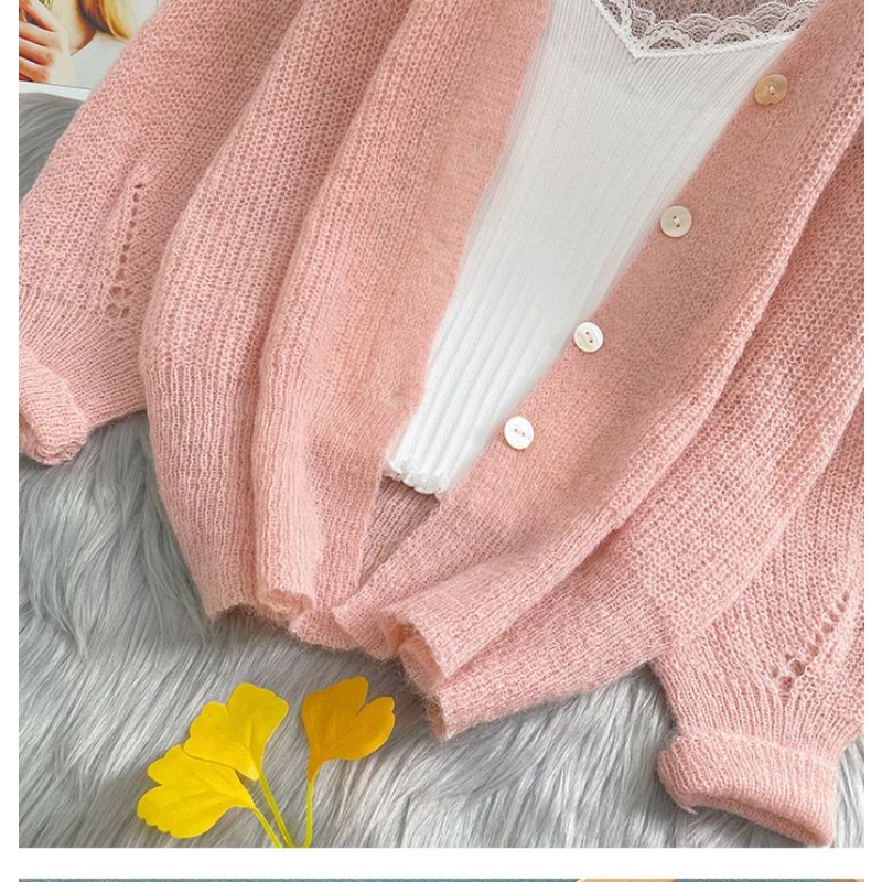 Áo Khoác Cardigan Dệt Kim Tay Dài Thiết Kế Đơn Giản Hợp Thời Trang Cho Nữ