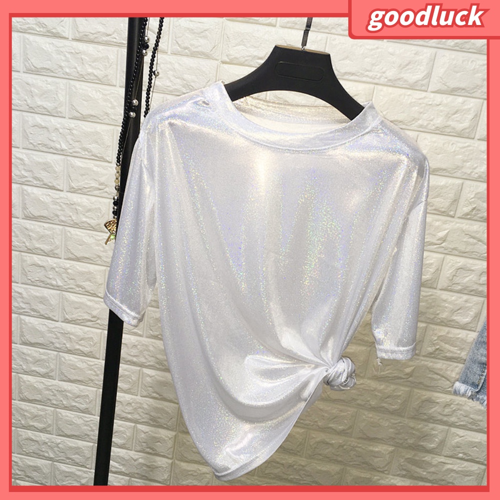 Áo Thun Tay Ngắn Cổ Tròn Màu Sắc Đơn Giản Cho Nữ