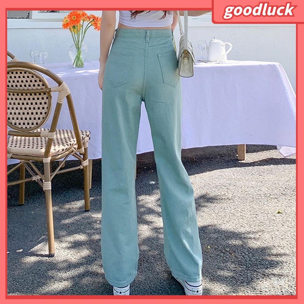Quần Ống Rộng Lưng Cao Phối Khóa Kéo Thời Trang Xuân Thu Cho Nữ